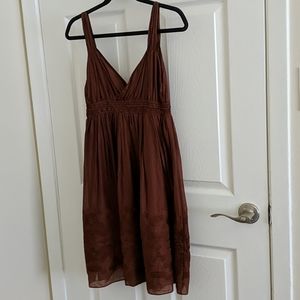 Beautiful embroidered brown summer dress